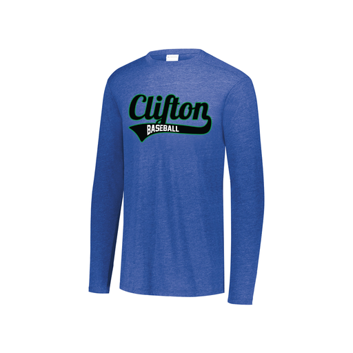 [FTLCUBRY-YS-LOGO2] Decker Youth Tri-Blend T-Shirt - Long Sleeve (Youth S, Royal, Logo 2)