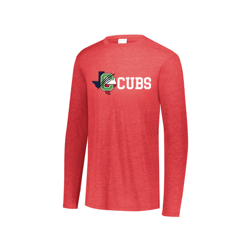 [FTLCUBRD-YS-LOGO3] Decker Youth Tri-Blend T-Shirt - Long Sleeve (Youth S, Red, Logo 3)